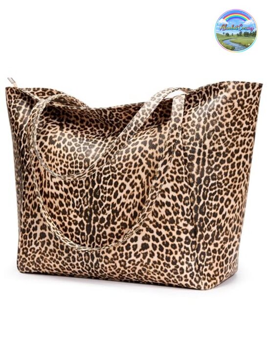 Handbags - Large Vegan Leather Tote Bag with Zipper: Work Weekender Casual 16L